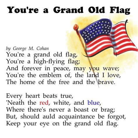 Printable Lyrics To You Re A Grand Old Flag